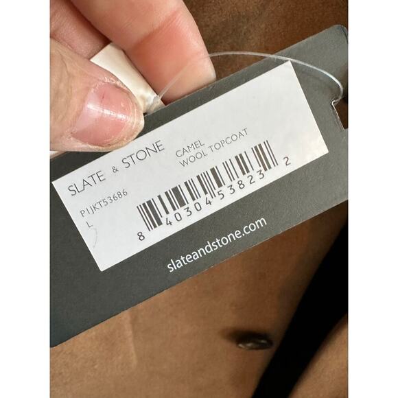 NWT Slate & Stone Men's Brown Camel Wool Blend Topcoat Size Large - Picture 4 of 13